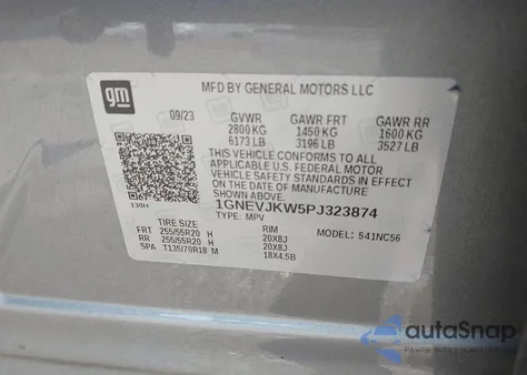 2023 Chevrolet Traverse Awd Rs from USA, damaged, VIN 1GNEVJKW5PJ323874